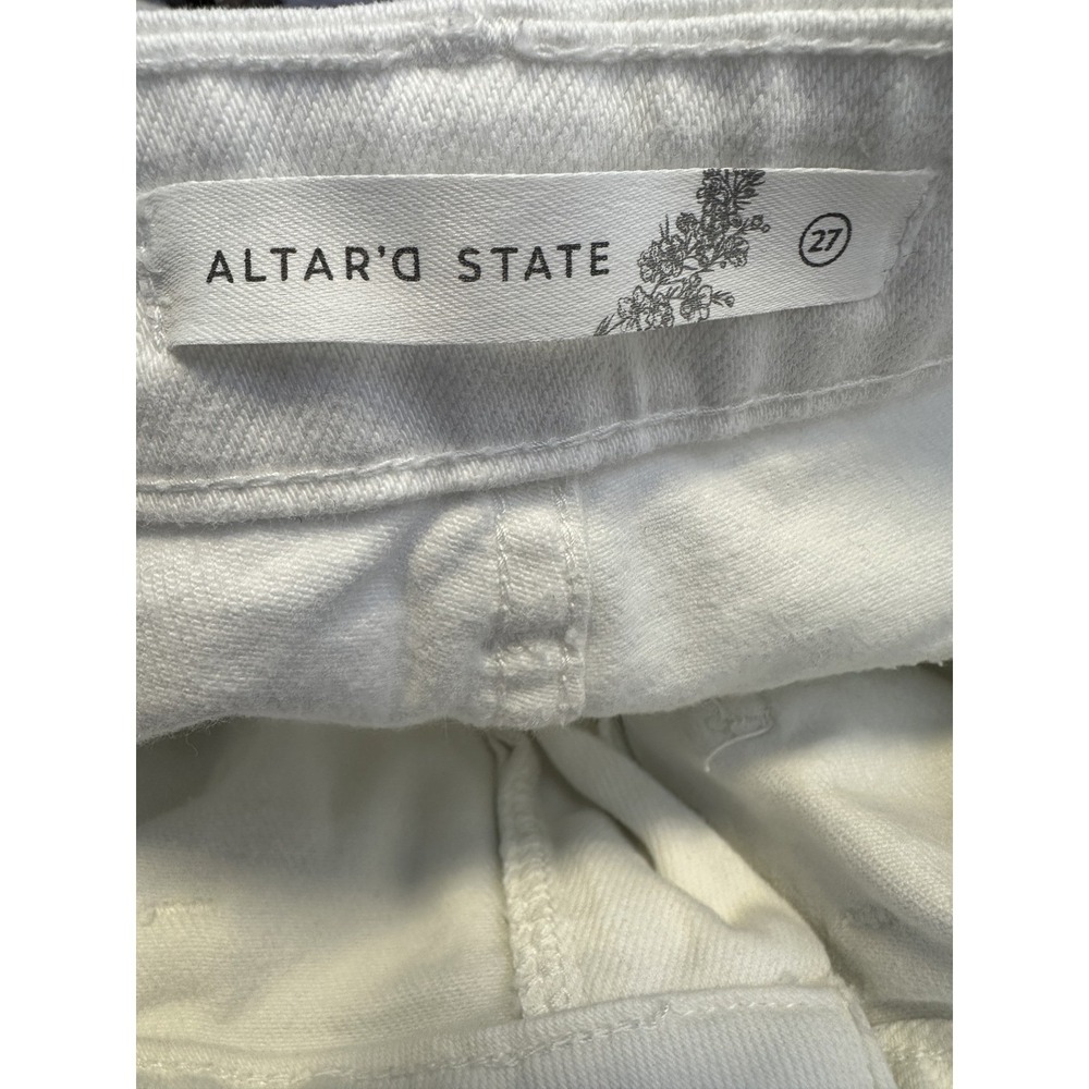 Altar'd State Kristian High Rise Pocket Jeans White Denim Wide Leg Size 27 - Picture 6 of 13